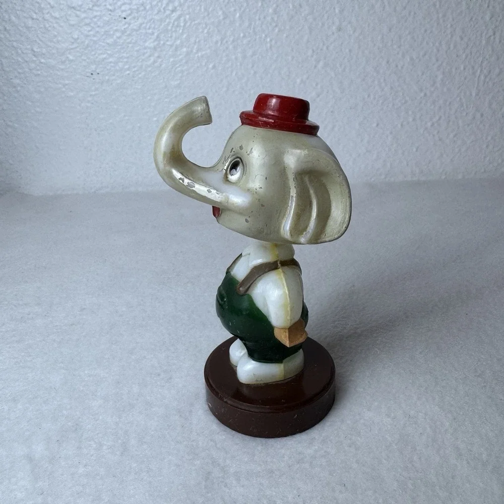 Vintage Plastic Bobble Head Nodder Elephant in Overalls -‎ Political